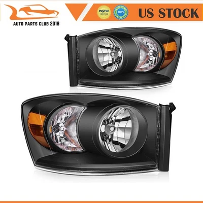 Faros de repuesto para Dodge Ram 1500 2006-2008 carcasa negra faros delanteros Foto 1 de 4