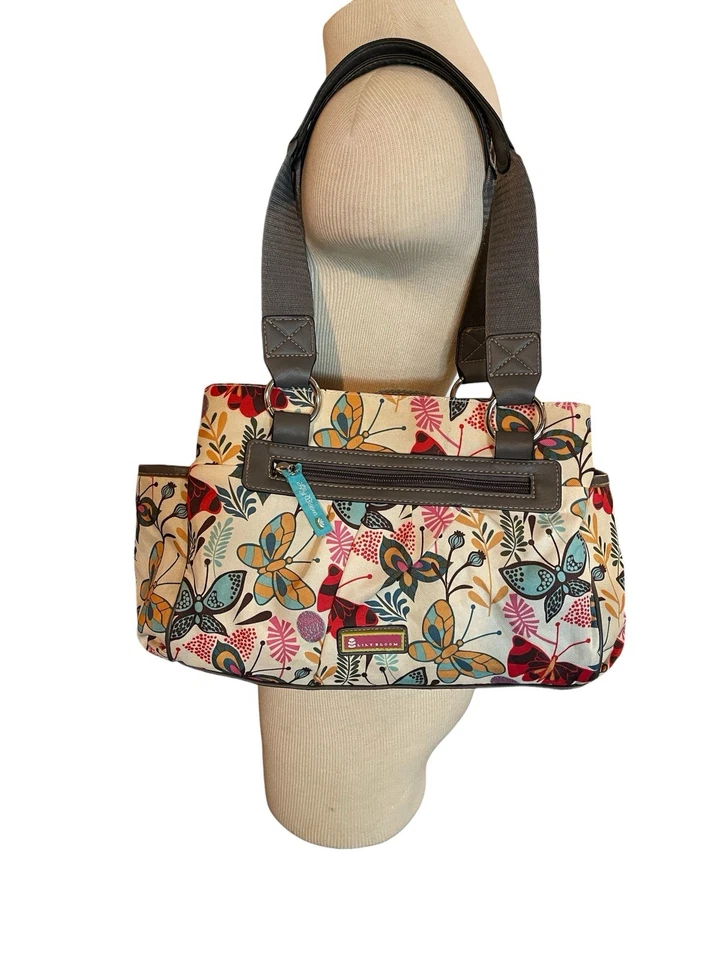 Bolso Cartera de Hombro LILY BLOOM LANDON Triple Compartimento Mariposa Cremallera Lona Foto 1 de 4