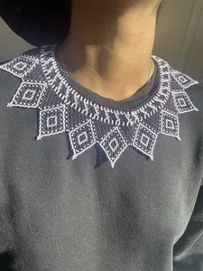 Vintage Native American Handmade Beadwork Bib Collar Necklace Purple Lilac Seed - Picture 1 of 18