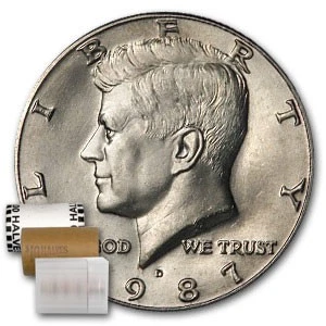 1987-D Kennedy Half Dollar 20-Coin Roll BU - Image 1 of 1