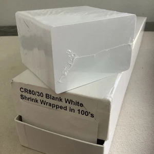 100 leere PVC Karten CR80 30 Mil weiß für Ausweis Drucker eingeschweißt - Bild 1 von 7