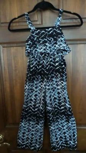 NWOT ~ JUSTICE black white gray jumpsuit pants Ruffle top SUMMER ~ Girls 5 - Picture 1 of 3