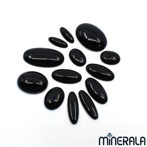 NATÜRLICHER SCHWARZER ONYX EDELSTEIN OVAL CABOCHON 4x6 mm-40x50 mm GROSSHANDEL MENGE WP027F4 - Bild 1 von 12