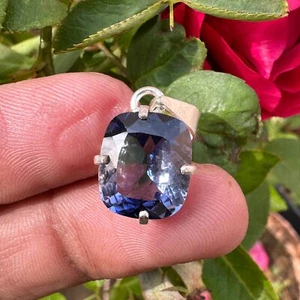 Exquisite 15.10 Ct Certified Natural Blue Sapphire Pendant 925 Silver Elegance - Picture 1 of 8