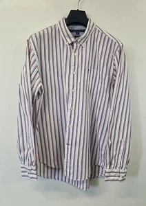 Tommy Hilfiger men's long sleeve shirt UK XL white with red & blue pin stripe - Picture 1 of 6