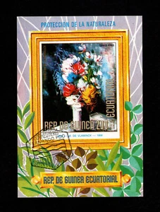 Equatorial Guinea, CANCELLED, 1958, S/S, Painting, Flowers, Flora, FX-C - Picture 1 of 1
