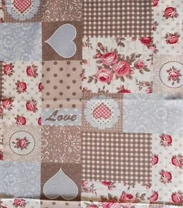 Tischläufer Rose LOVE Herz Patchwork 40cm x 100cm Landhaus Textildruck - Bild 1 von 1