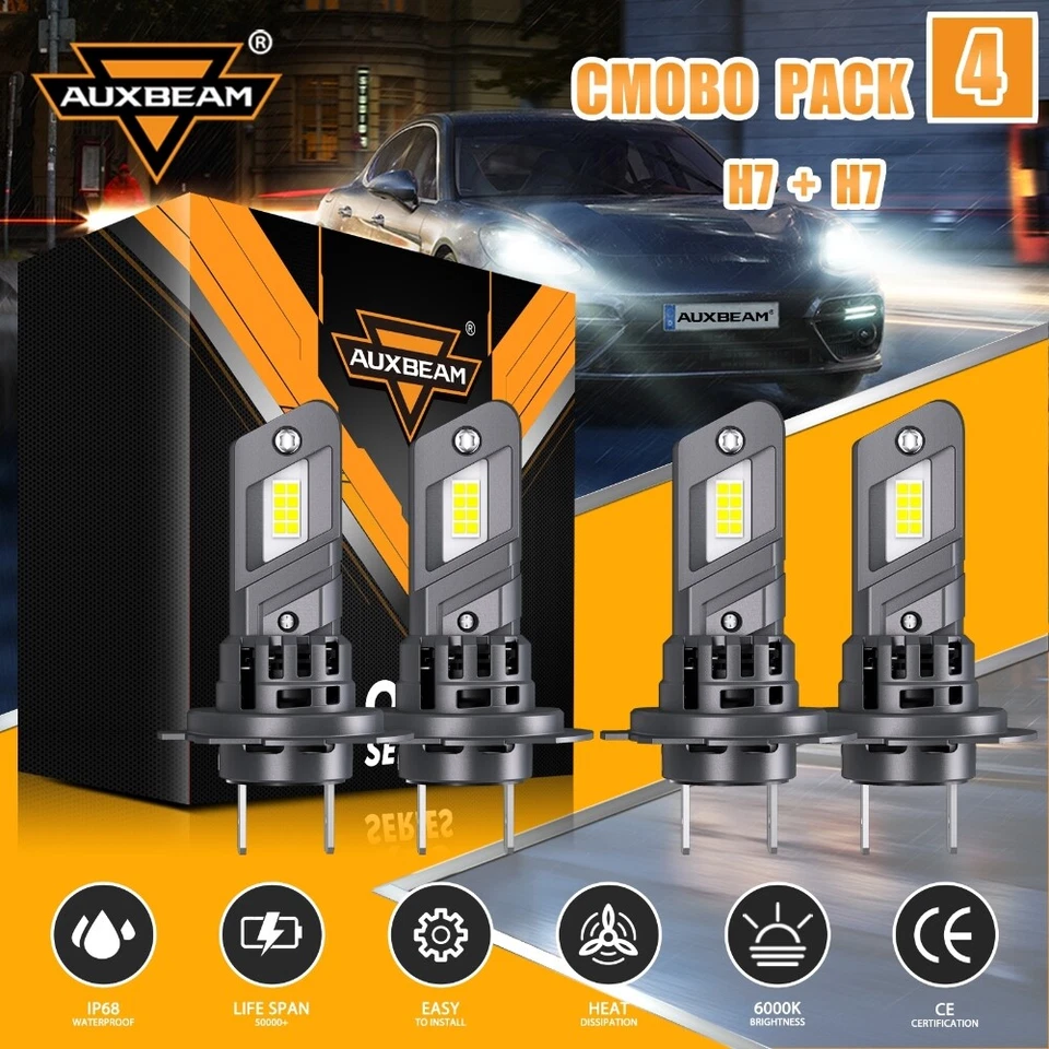 Комплект светодиодных фар дальнего и ближнего света AUXBEAM Q25 50 Вт H7 H7 для Mini Cooper 2002-2006 - Изображение 1 из 4