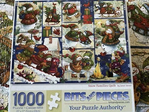 Bits & Pieces 1000 pc Puzzle "Snow Families Quilt" by Janet Stever, Used, Fun - Picture 1 of 12