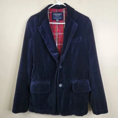 Blazer American Eagle Vintage Para Hombre Terciopelo Forrado a Cuadros 2 Botones Ventilación Única XS Foto 1 de 4