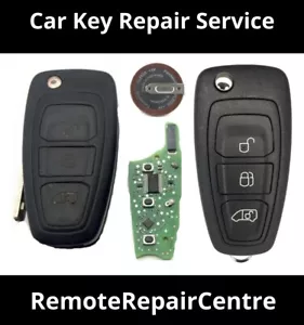 Ford Transit Custom Flip Key Portachiavi Riparazione Telecomando Batteria Nuova + Nuova Custodia Ricondizionata - Foto 1 di 1