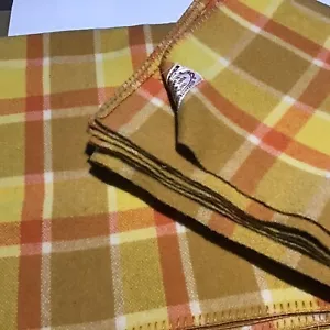 Vintage 100% Wool Blanket Orange Cream Retro Warm Craft single bed SB 1 Of 2 A - Picture 1 of 9