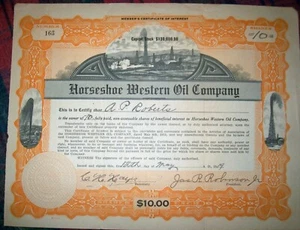 Horseshoe Western Oil Company, Wichita Falls, Texas; 10 acciones de mayo de 1919 sin cancelación - Imagen 1 de 1