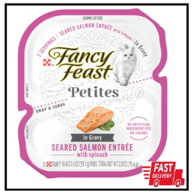 NESTLE PURINA PET Purina Fancy Feast Gourmet Gravy Wet Cat Food, Petites Seared Salmon with Spinac