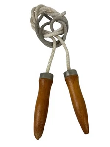 Cuerda de salto vintage asas de madera y metal - Imagen 1 de 2