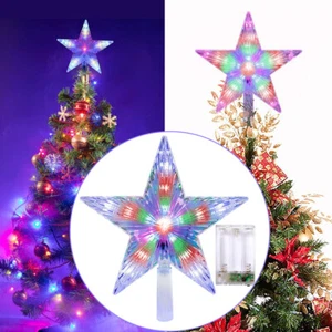 LED Star Christmas Tree Topper Ornament Party Decoration XmasTree Decor Light Up - Picture 1 of 19