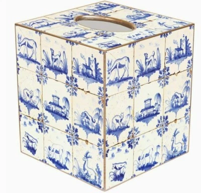Marye-Kelley, Делфтский синий плитки кубический ткани коробка чехол, новый - Изображение 1 из 3