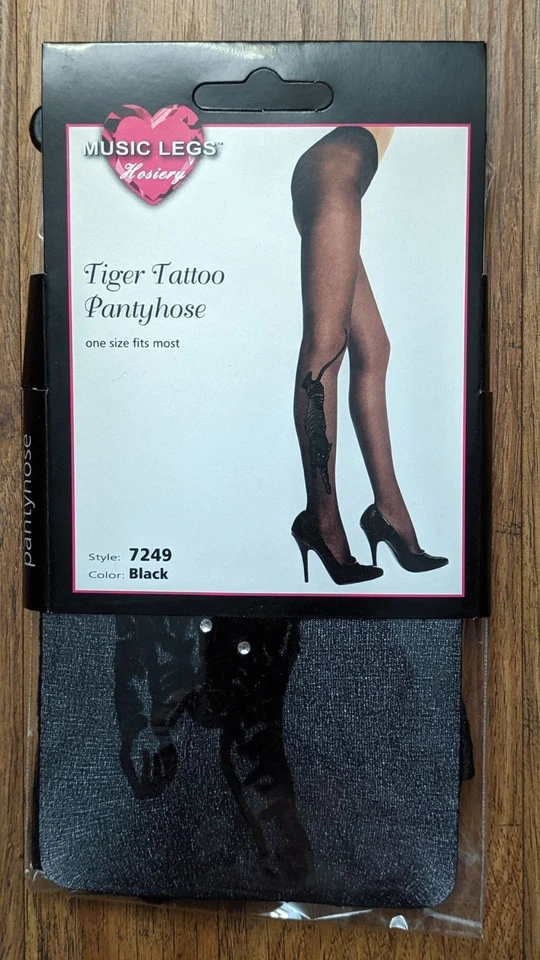 Nuevo con etiquetas: Medias Music Legs 7249 Pantimedias tatuaje tigre transparente - Talla única para la mayoría Foto 1 de 2