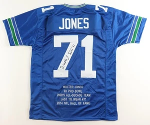 Walter Jones Signed Seahawks Career Stat Jersey Inscribed "HOF '14" (JSA COA) - Picture 1 of 6