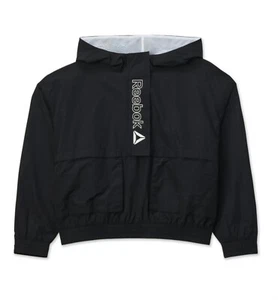 Reebok Girl’s Black Active Hooded Velocity ½ Zip Windbreaker Size S (6-6X) New - Picture 1 of 6