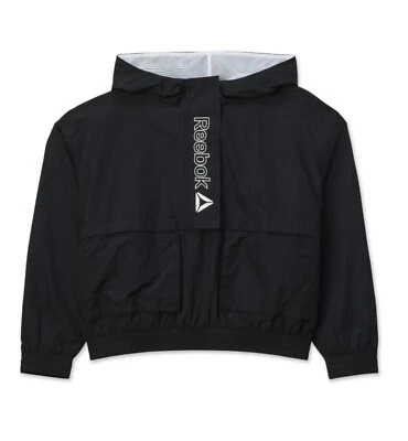 Cortavientos Reebok Niña Negro Activo con Capucha Velocidad 1/2 Cremallera Talla S (6-6X) Nuevo Foto 1 de 4