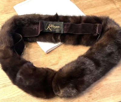 Vintage Kluger Custom Furs Collar W/clip Closure  20" (L) Dark Brown USA - Image 1 of 4