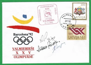 1992 OLYMPICS BARCELONA 1992 LATVIA COVER USED VALMIERA 1544 - Picture 1 of 2