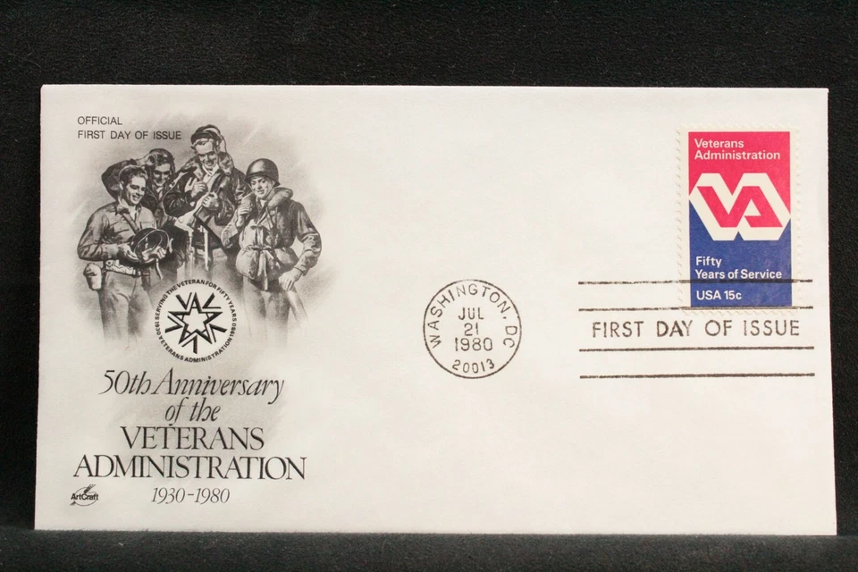 USPS FDC #1825 1980 15c Veterans Administration ArtCraft ST542  - Image 1 of 3