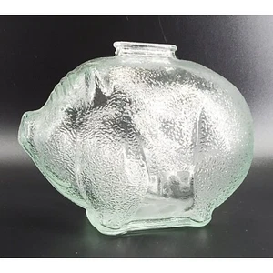 Piggy Bank Vintage Clear Glass Coin Textured Collectible Anchor Hocking - Picture 1 of 4
