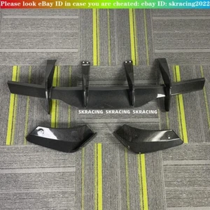 Fits Chevrolet Corvette C8 Carbon Fiber Rear Lip Bumper Diffuser + Splitter Fins - Picture 1 of 15