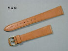 M&M Narrow Leather Watch Strap Tan 16mm Gold Plated Clasp 9818