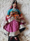 Vintage India Woman Drum on Stand Doll Clay Fabric Hand Painted 10" Tall