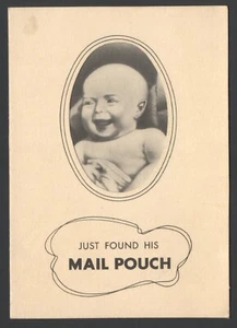 1938 Mail Pouch Tobacco Advertising Card Baby "Just Found His Mail Pouch" - Picture 1 of 6