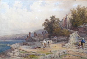 Samuel Henry Baker (1824-1909) Watercolour. Coastal Scene With Figures - Picture 1 of 6