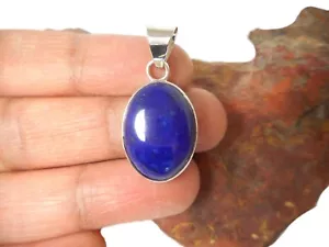 Oval LAPIS LAZULI Sterling Silver 925 Blue Gemstone Pendant - Picture 1 of 5