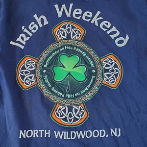 Vintage Irish Weekend Shirt Mens S Wildwood New Jersey Long Sleeve Tee Crew Neck - Picture 1 of 9
