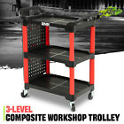 3-Level 260 LBS w/ Hanging Board Mobile Casters Composite Workshop Tool Trolley