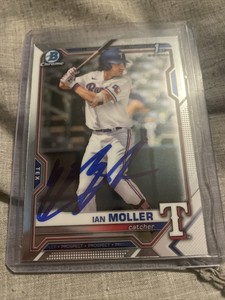 Ian Moller 2021 1st Bowman Chrome Texas Rangers In Person Autograph