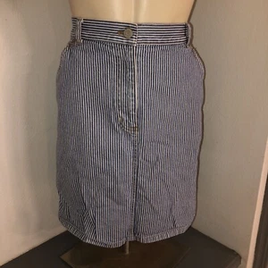 VTG Ralph Lauren jeans co denim stripe skirt blue white womens Waist 34 In - Picture 1 of 3