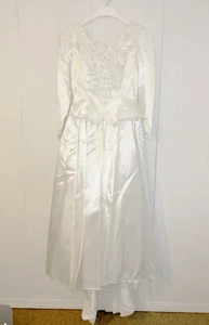 Vintage Jessica McClintock Ivory Wedding Dress Victorian Satin Long Sleeve 9/10 - Picture 1 of 12