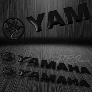 2x 5.75"x 1" 3D ABS Emblem Decal Logo+Letter Polished Sticker for Yamaha Black - Picture 1 of 9