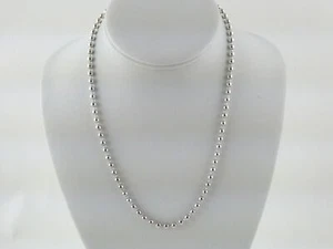 Sterling Silver Bead Chain Necklace 4mm Beads 19.3g 18 Inch Length - Picture 1 of 9