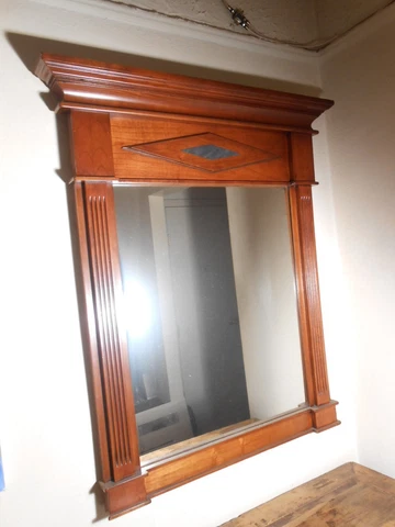 Very Fine carved Wood w/ Stone Inset Cartouche Neoclassical Style Mirror 20th c Cover