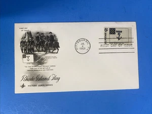 1968 FIRST DAY COVER - 6c -RHODE ISLAND FLAG     HISTORIC FLAG SERIES - Picture 1 of 2