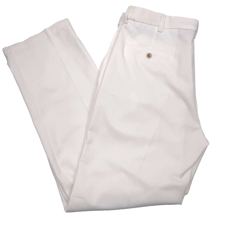 Haggar Cool 18 Pro Gabardine White Classic Pants Golf Slacks Mens Size 36 X 32 - Изображение 1 из 4