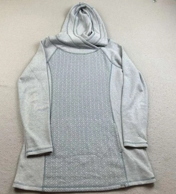 PrAna Hoodie Womens Medium Blue Hemp Fleece Long Sleeves Hooded Pullover - Image 1 of 4