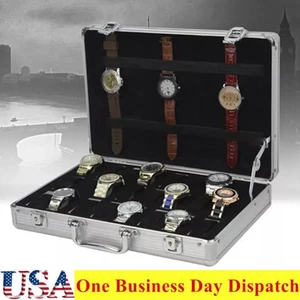 Watch Case for 24 Watches Collectors Display Storage Briefcase Aluminum Box - Picture 1 of 14