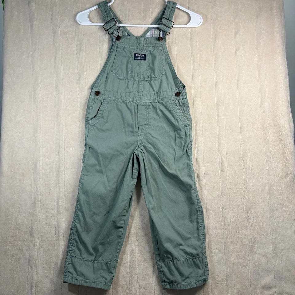 Vintage OshKosh Bgosh Kids Sage Green Plaid 90s Overalls Infant - Image 1 of 4