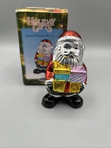 Vintage Weihnachtsmann Schmuckschatulle mit Scharnier Silber - in Original Box 2001 - Bild 1 von 10
