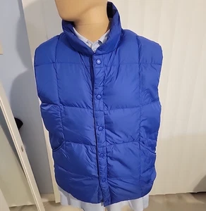 Chaleco Lands' End Para Hombres Azul Marino Plumón de Ganso Talla Mediana 38-40 Azul Exterior Bolsillos Abombados - Imagen 1 de 20